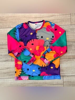 Hello Kitty All Over Print Sweatshirt Multi-Color Kawaii Sanrio Aesthetic 2XL